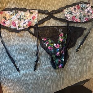 Victoria’s Secret Floral Lace pantie and garter